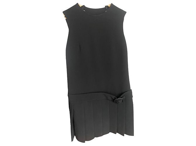 Prada Plissee Kleid Schwarz Polyester