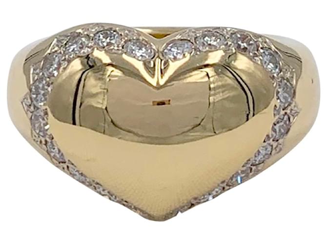 Chaumet ring, Heart signet ring, yellow gold, diamants. Diamond  ref.716537
