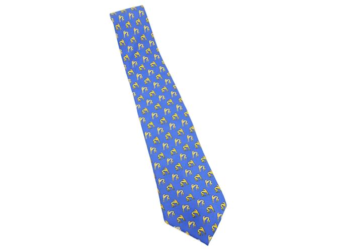 Cravates Lanvin Soie Bleu  ref.716574