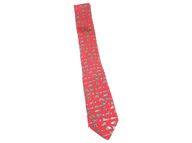 Cravates Hermès Soie Rouge  ref.716578