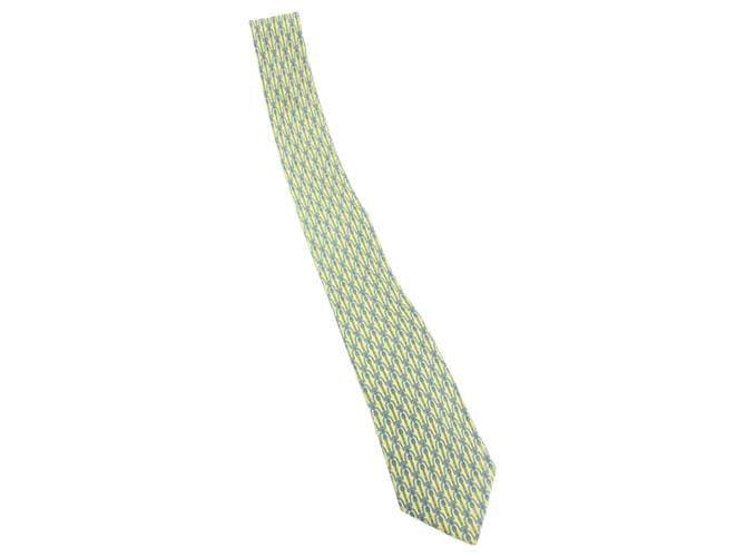 Cravates Hermès Soie Jaune  ref.716589