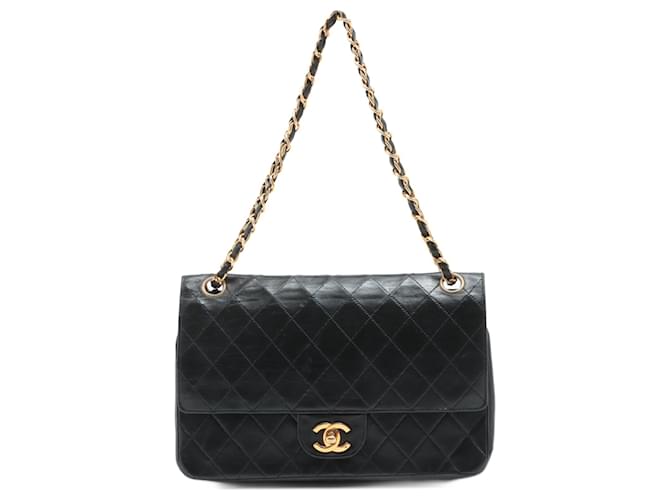 Chanel Double flap Black Leather  ref.716843