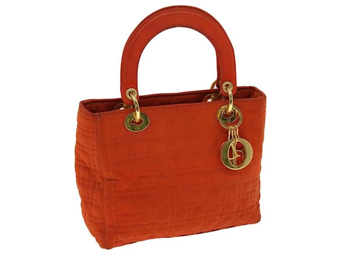 Christian Dior Lady Dior Canage Hand Bag Nylon Orange Auth bs2910  ref.716885