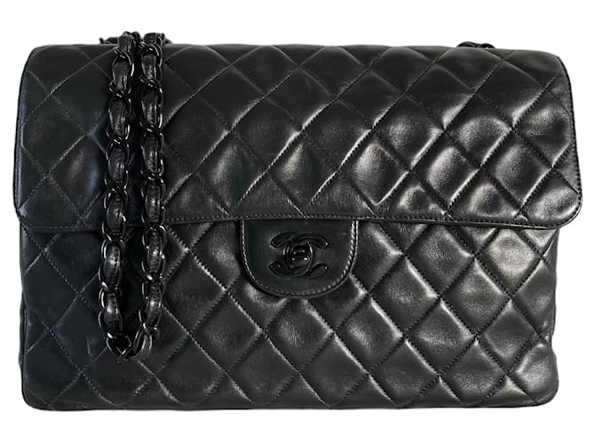 Chanel classic single flap so black jumbo vintage crossbody timeless Leather Lambskin  ref.717141