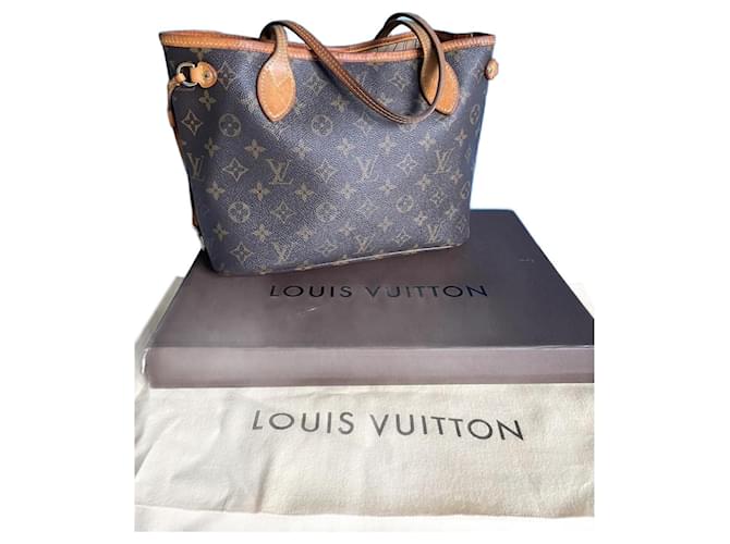 Louis Vuitton Neverfull PM Bag Brown Leather Cloth  ref.717217