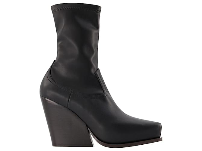 Stella Mc Cartney Cowboy Boots in Black Synthetic Leather Leatherette  ref.717401