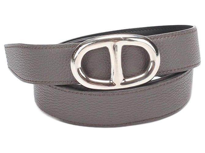 hermès Chaîne d'Ancre Cinto cinza Couro Bezerro-como bezerro