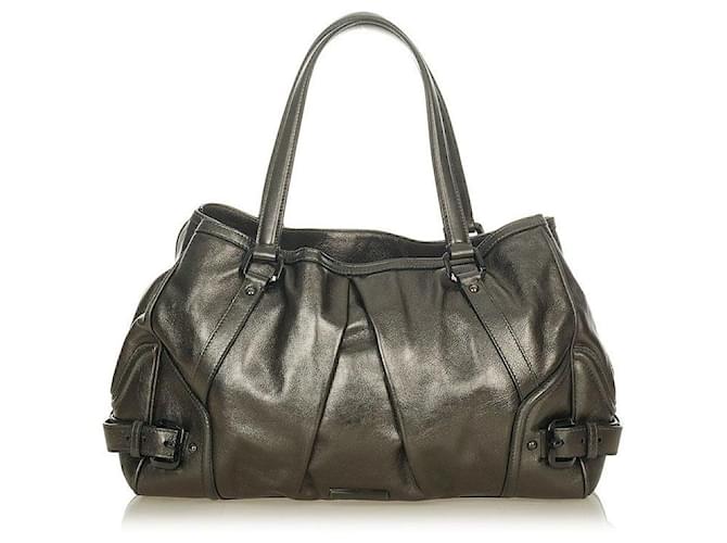 burberry Metallic Leather Tote Bag silver Silvery Pony-style calfskin  ref.717702