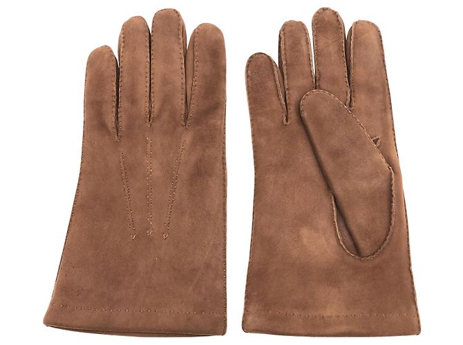 Hermès gloves in camel suede Yellow
