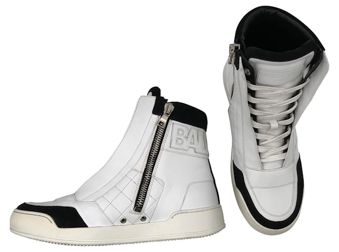 Balmain Sneakers alte in pelle bianca Bianco  ref.717999