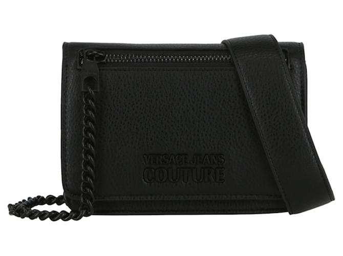 Versace Jeans Couture Borsa a tracolla con logo tono su tono di Versace Jeans Nero  ref.718024