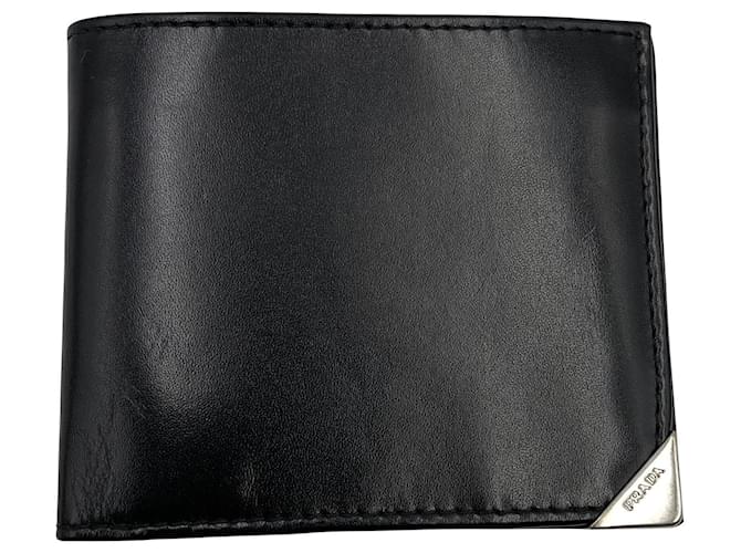 Prada Geldbörse aus schwarzem Lammleder  ref.718193