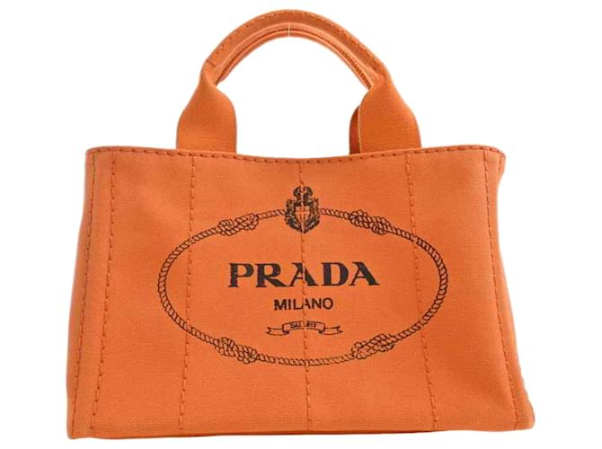 Prada Canapa Laranja Lona  ref.718274