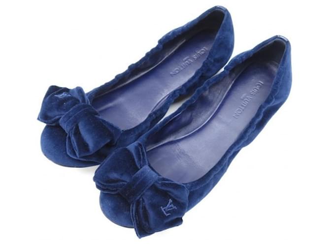 LOUIS VUITTON Midnight blue velvet ballet flats T40 /BE  ref.718287
