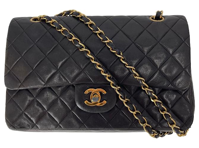 Mademoiselle Chanel Black Medium Lambskin Classic Double Flap Bag