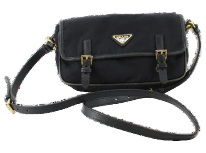 Buy Prada Nylon Gold Logo Small Cross-Body Shoulder Bag 'Black