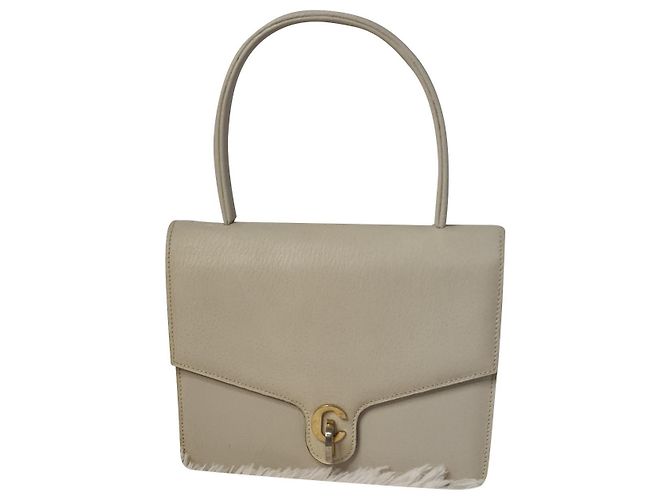 Bolsa de mão Christian Dior em couro creme Cru