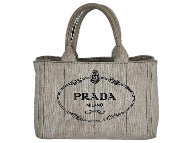 Tote Graue Canapa-Tasche von Prada aus Segeltuch Leinwand  ref.719110