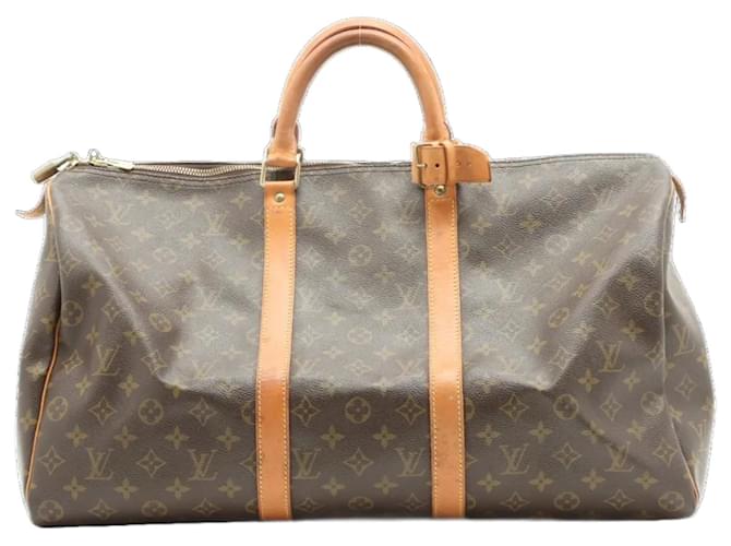 Brown Coated Canvas Louis Vuitton Keepall Cloth  ref.719112