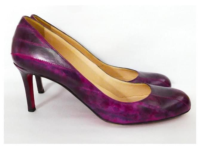 Christian Louboutin pompe in pelle di anguilla viola Porpora Pelli esotiche  ref.720205