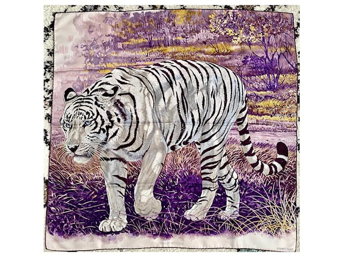 Hermès Carré HERMES scarf ''Tigre du Bengale'' ( RARE ) Soie Violet  ref.720224
