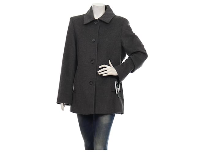 Ralph Lauren Coats, Outerwear Grey Dark grey Polyester Wool Viscose  ref.720230
