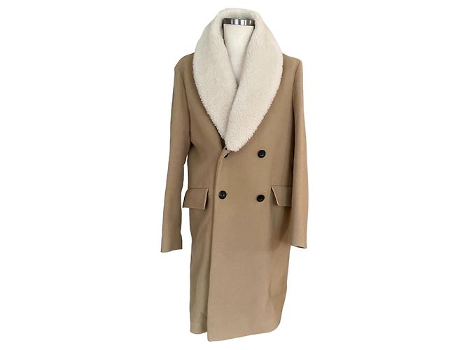 Loewe Beige wool coat with shearling