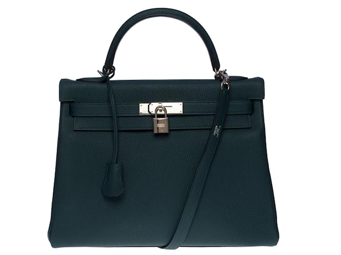 Hermès Splendid Hermes Kelly handbag 32 II returned in Cypress Green Togo leather  ref.720288