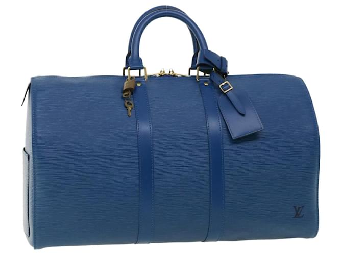 Louis Vuitton Epi Keepall 45 Boston Bag Blue M42975 Autenticação de LV 32893NO Azul Couro  ref.720393
