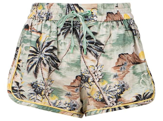 Zimmermann Shorts con cordones y estampado tropical  ref.720698