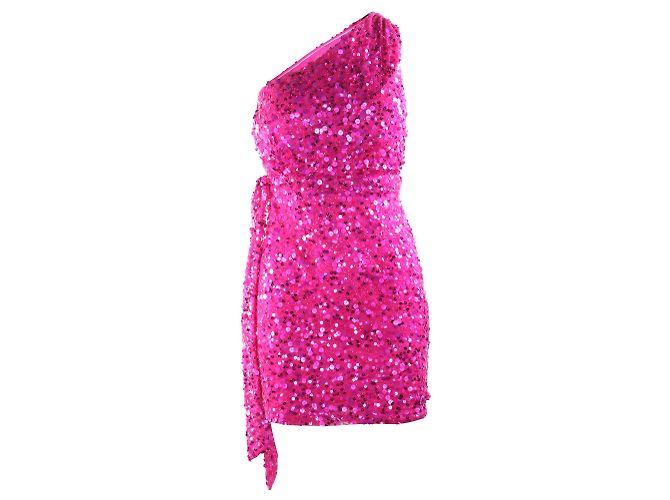 Aidan Mattox Paillettenkleid mit einer Schulter Pink