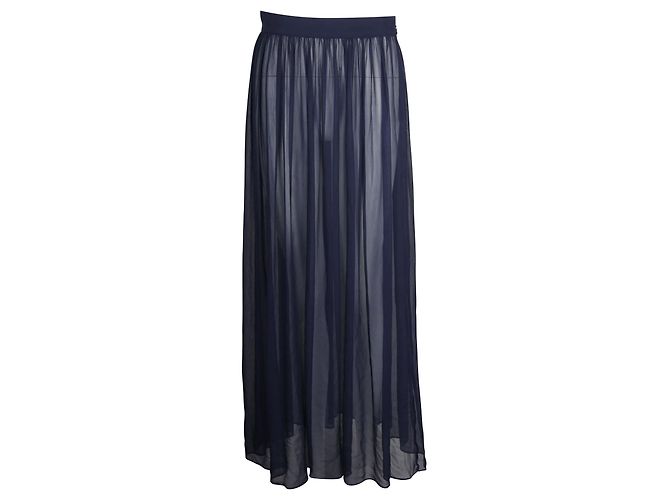 Vionnet Gonna midi semitrasparente blu navy