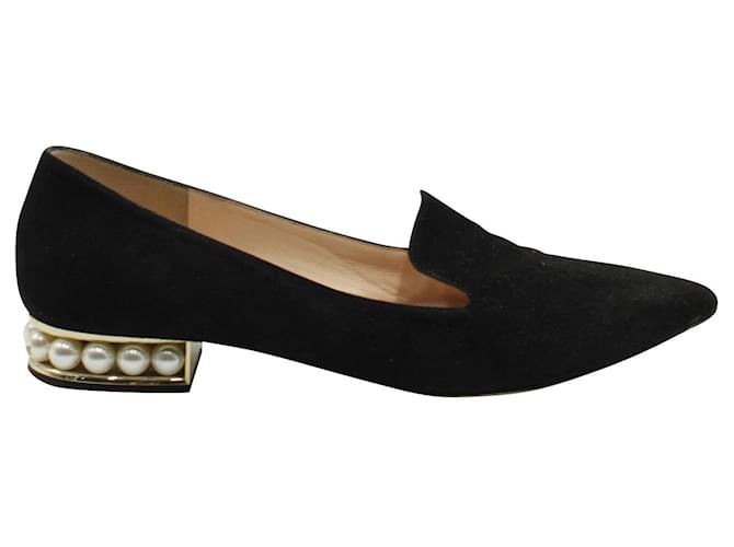 Nicholas Kirkwood Zapatos puntiagudos negros con tacones de perlas de imitación Suecia  ref.720753