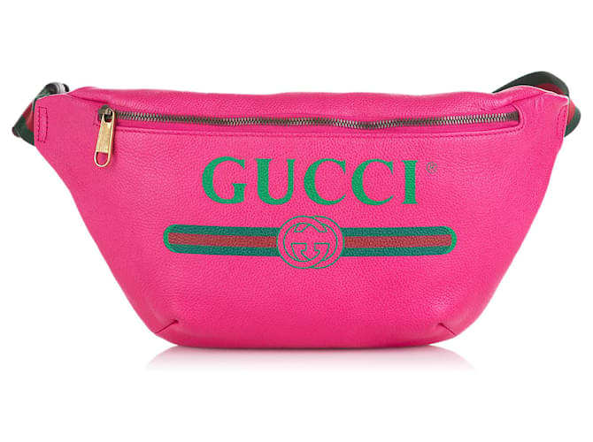Gucci Riñonera rosa con logotipo de Gucci Cuero Becerro  ref.720782