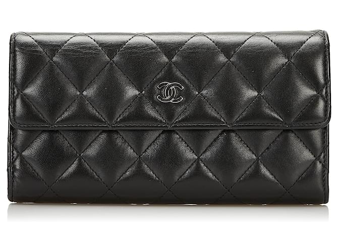 Chanel Black CC Flap Continental Wallet Leather ref.720808 - Joli Closet