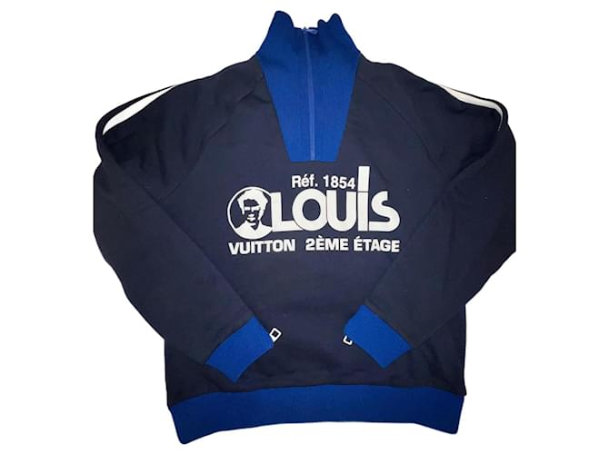 Louis vuitton multizip sweatshirt printed plain blue size xs Navy blue Cotton Polyester  ref.720833