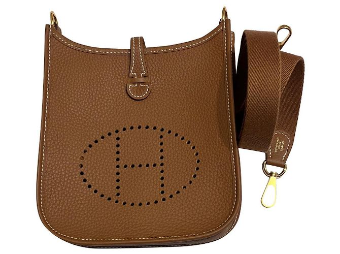 Evelyne Hermès Sacs à main Marron Jaune Bijouterie dorée