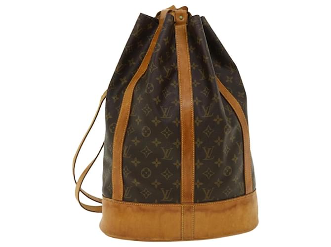 Louis Vuitton Monogram Randonnee GM Leather Fabric Brown Shoulder