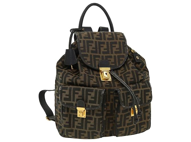 FENDI Zucca Canvas Backpack Brown Auth 32905 Cloth  ref.720906