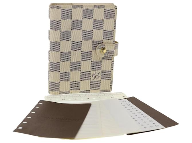 LOUIS VUITTON Damier Azur Agenda PM Day Planner Cover Lv 