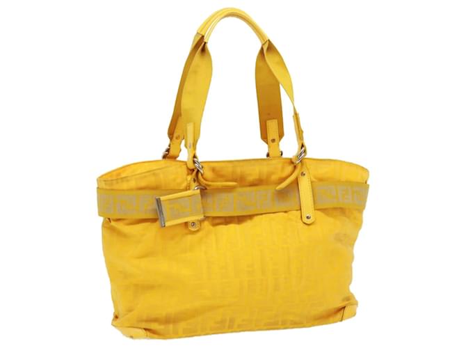 FENDI Zucca Canvas Tote Bag Nylon Yellow Auth bs2911  ref.720982