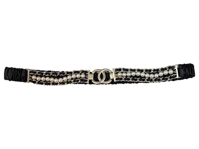 Chanel Belts Black Leather Metal  ref.721135