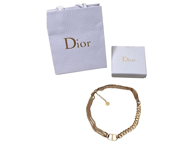 Christian Dior CD Chain Choker Necklace Gold hardware Metal  ref.721157