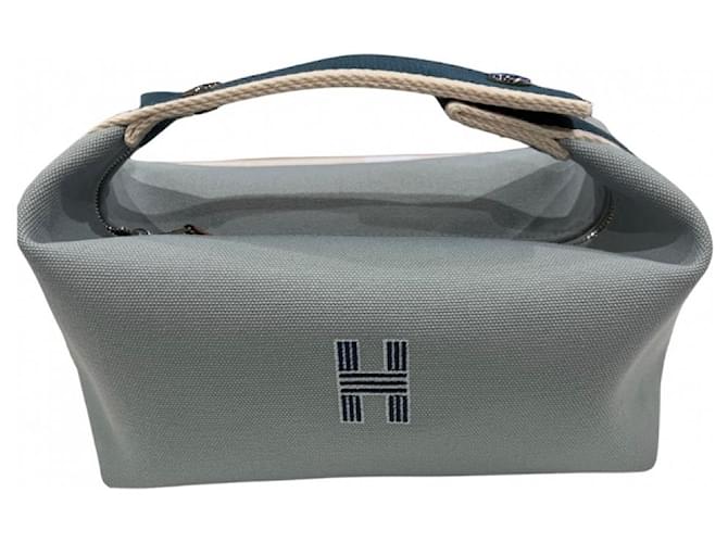 Hermès Travel bag Blue Green Cotton  ref.721168