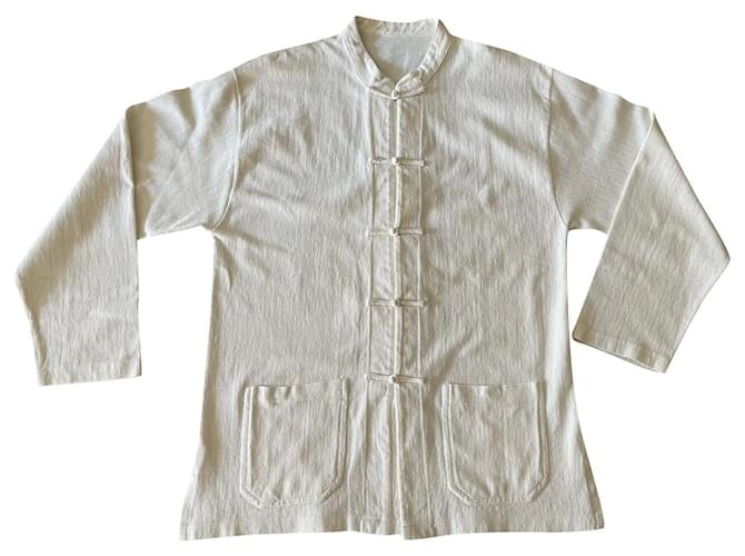 Autre Marque Jacket with ecru mao collar, herringbone fabric T. L - Unisex Cream Cotton  ref.721177