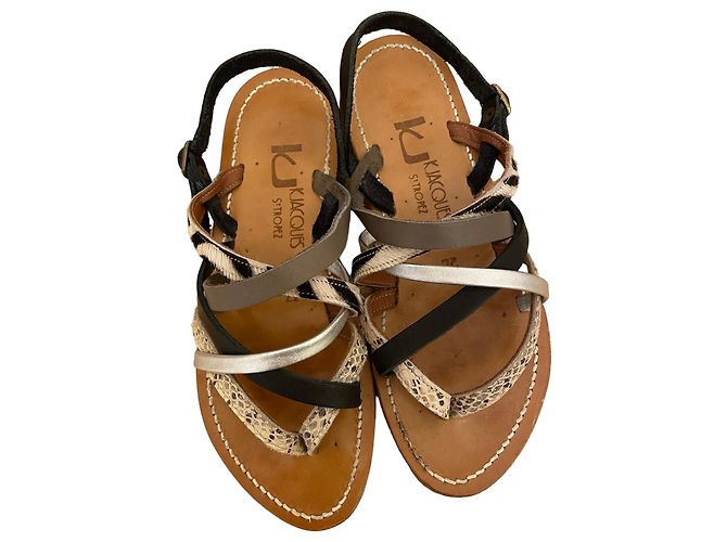 K Jacques KJacques "Pandora" Sandals 37 Silver leather, greige, Noir, Zebra Multiple colors