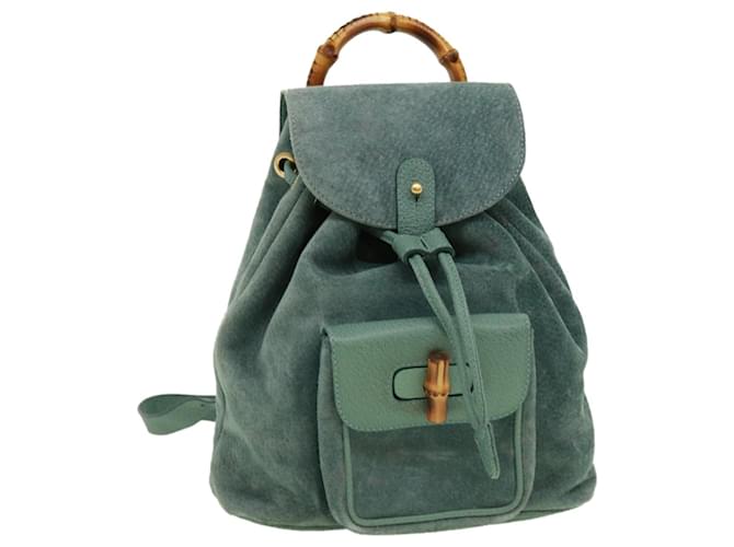 Gucci Bamboo Backpack Mini Green Suede