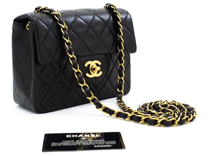 CHANEL Mini Square Small Chain Shoulder Bag Crossbody Black Quilt Leather  ref.721358 - Joli Closet