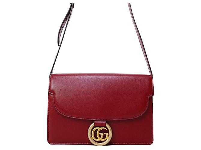 * Gucci "GG Marmont shoulder bag" [Outside] Red [Inside] Light Blue Leather  ref.721393