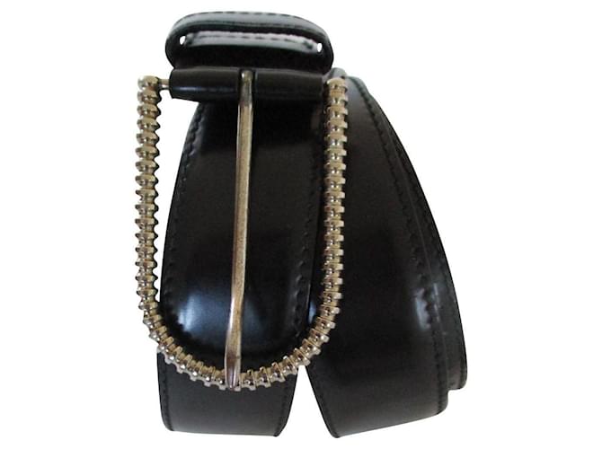 Prada Black leather belt.  ref.721445